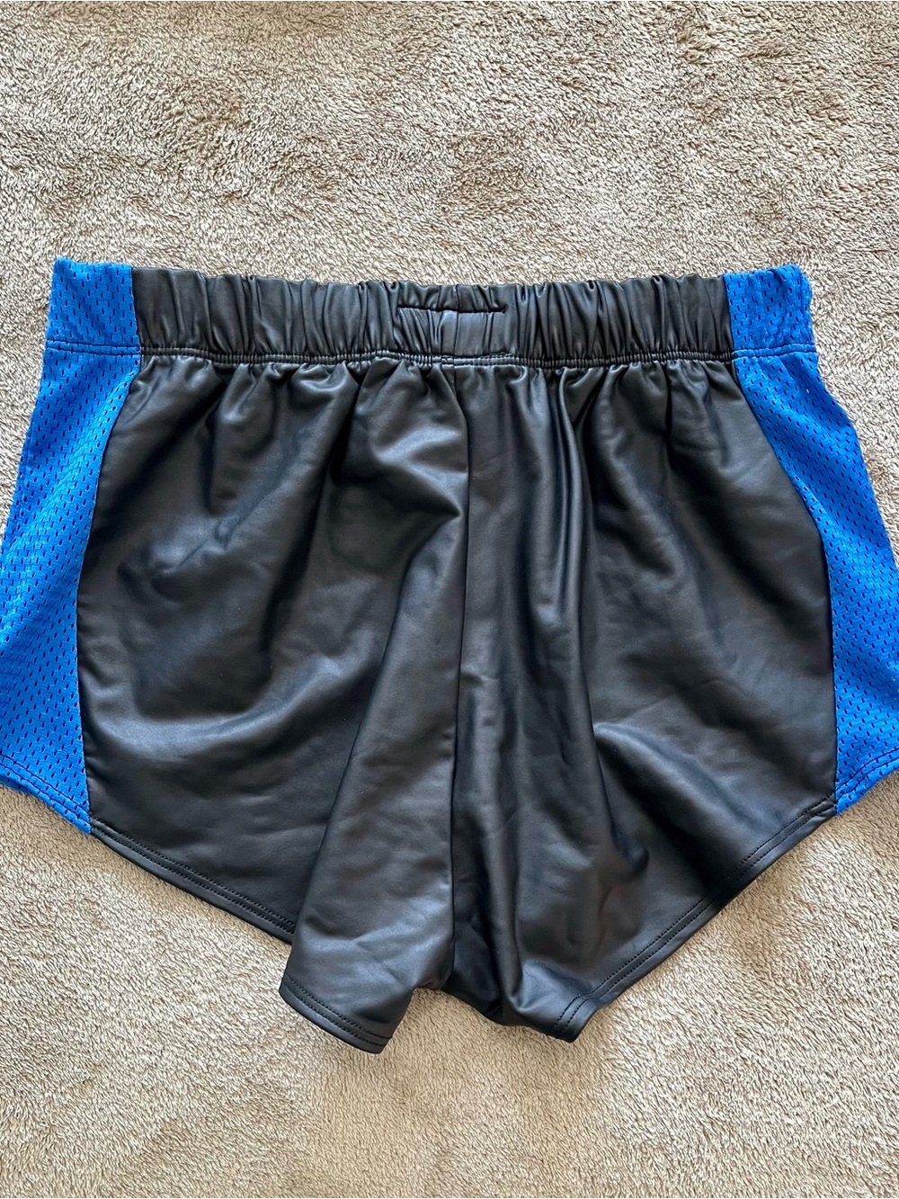Men's Athletic Shorts, Faux Leather with mesh panels, medium - Picture 2 of 4